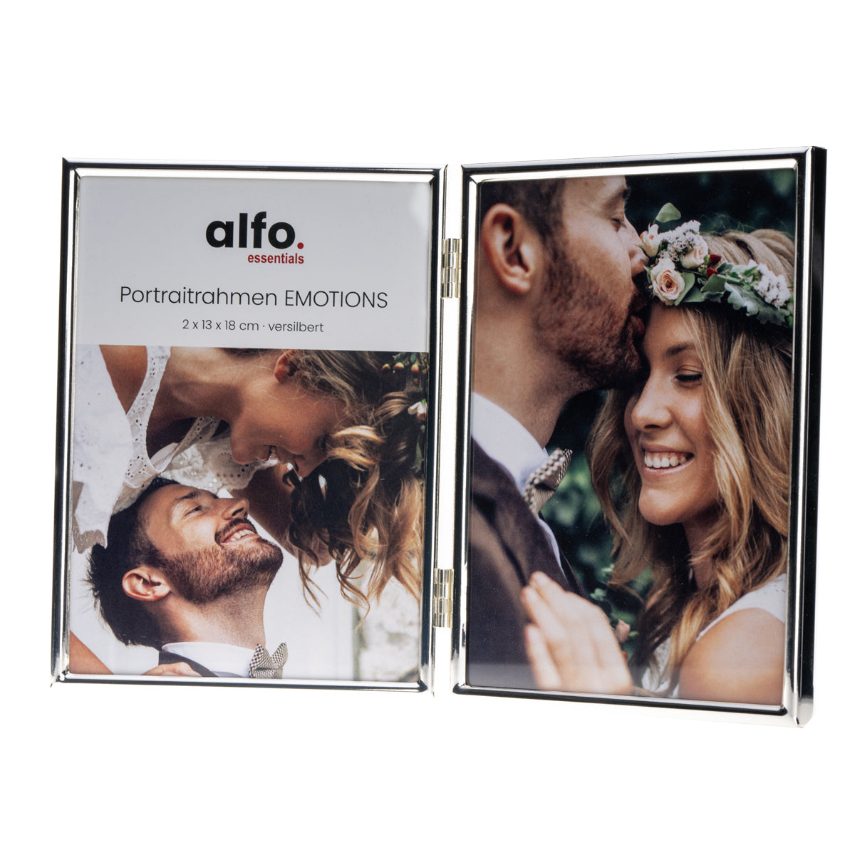 alfo. Emotions 2x 13x18 cm glanzend zilver staand portretlijst