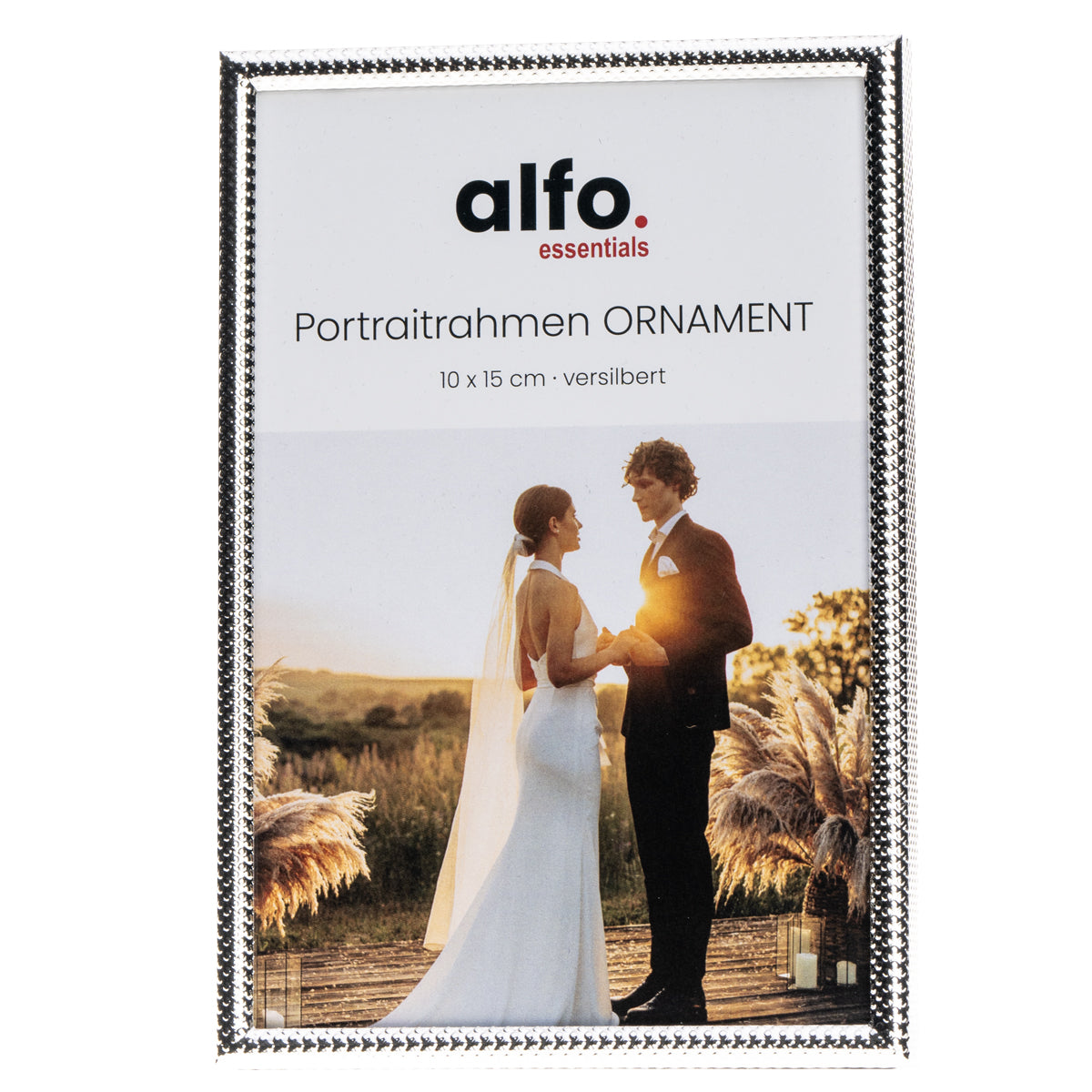alfo. Ornament 10x15 cm glanzend zilver portretlijst