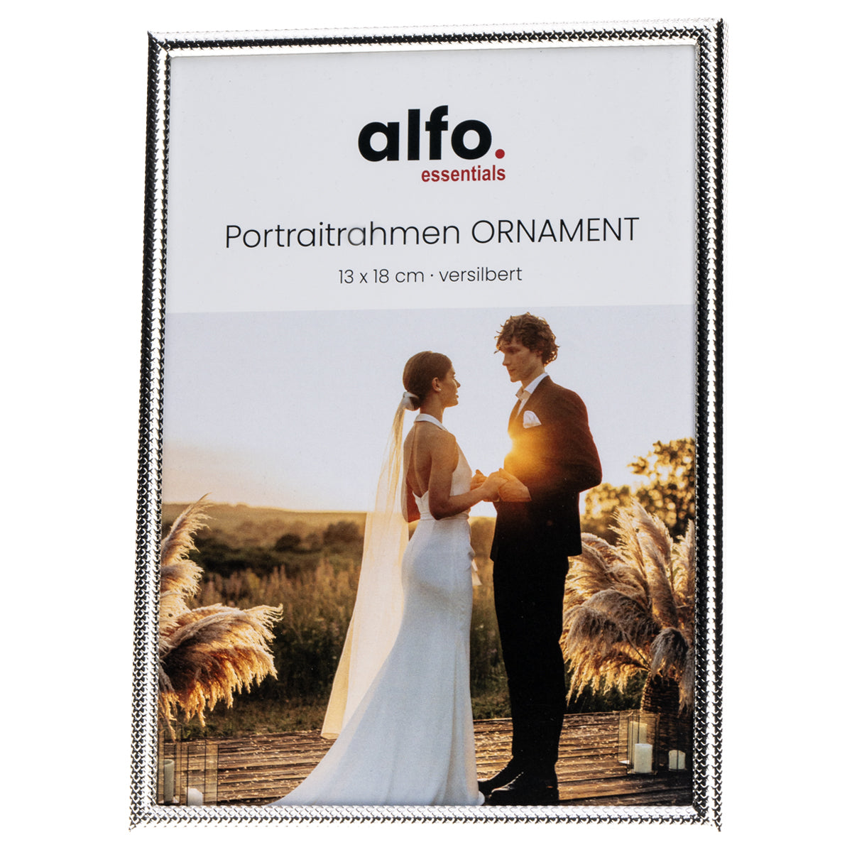 alfo. Ornament 13x18 cm glanzend zilver portretlijst