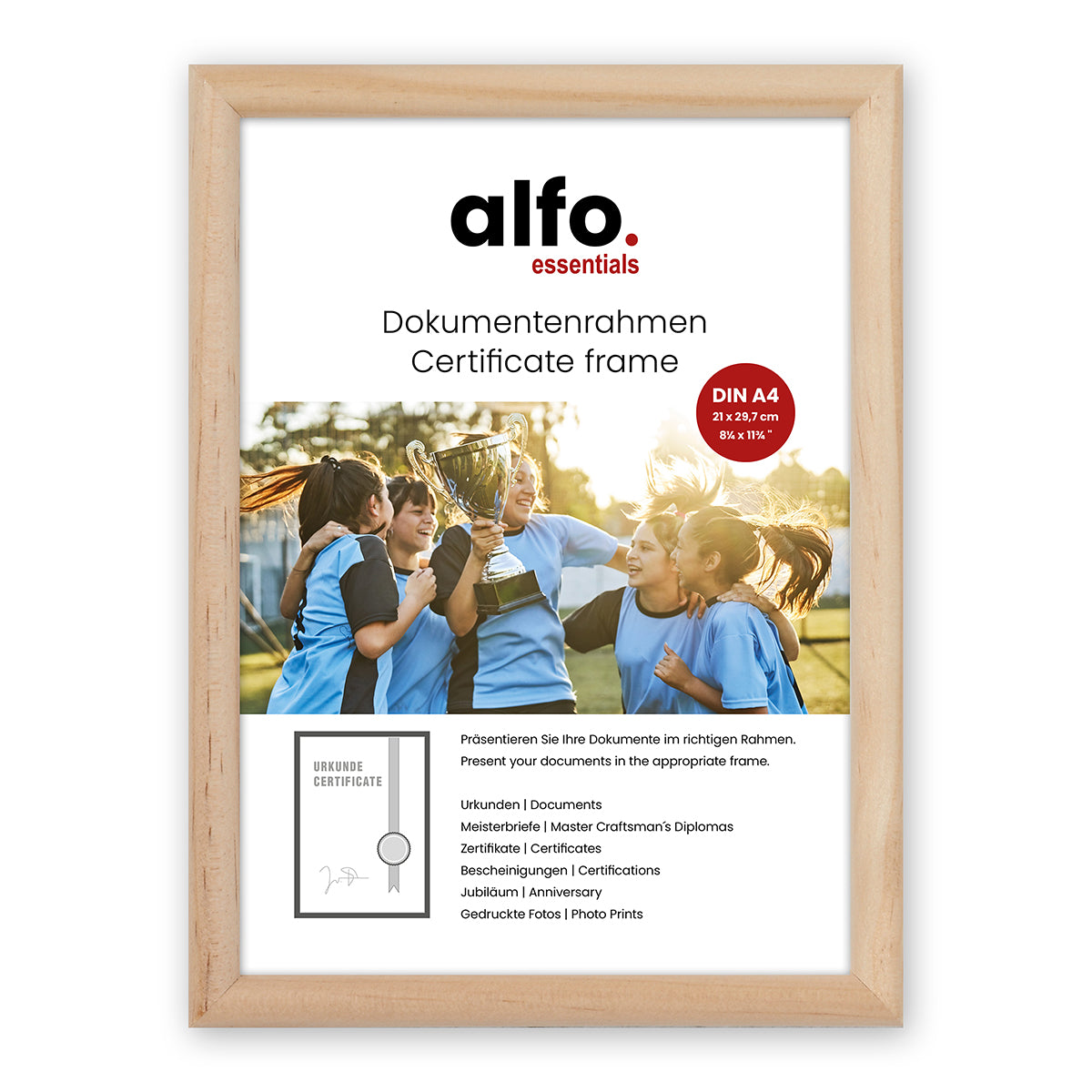 alfo. Rondo A4 naturel, houten fotolijst (21x29,7 cm)