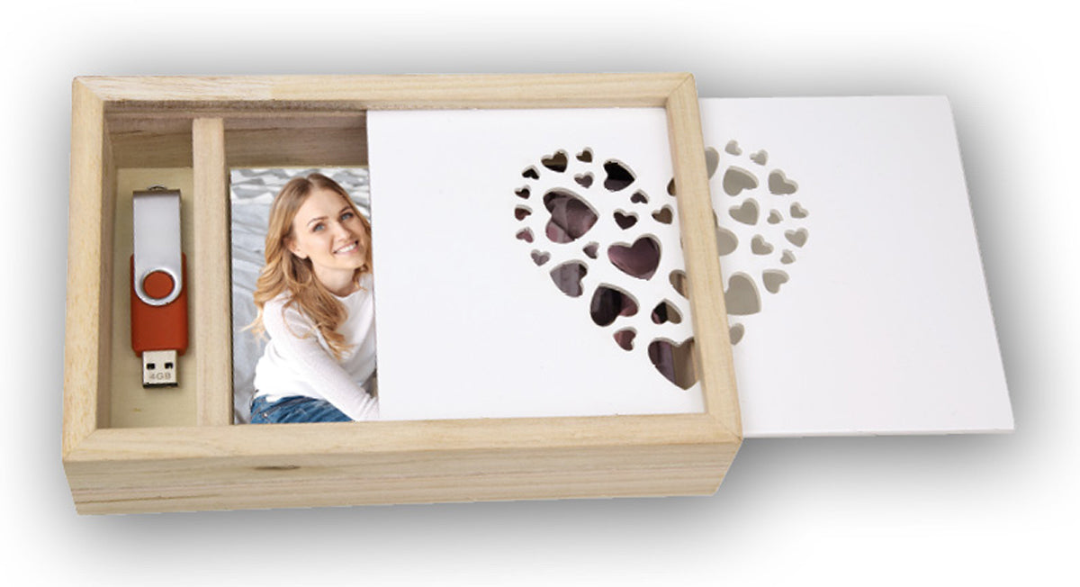 ZEP Love Box USB houten doos voor 13x18 cm foto's en een USB-stick