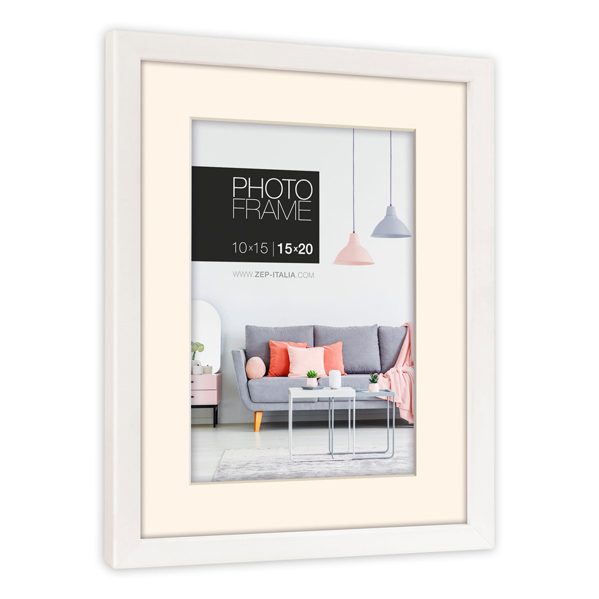 ZEP Edison 15x20 cm wit + passe-partout 10x15 cm kunststof fotolijst
