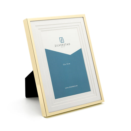 Zilverstad Triple 10x15 cm glanzend goud tafelfotolijst om op te hangen en neer te zetten