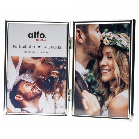 alfo. Emotions 2x 10x15 cm glanzend zilver staand portretlijst