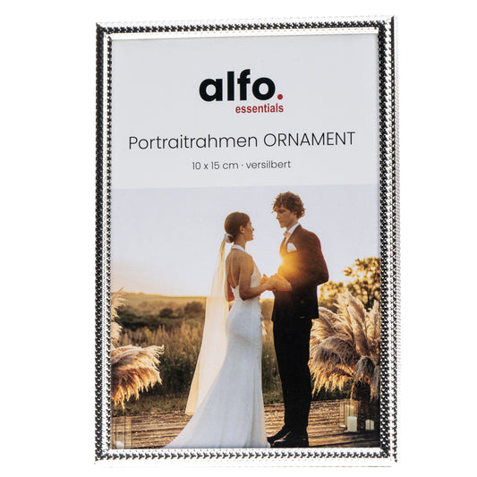 alfo. Ornament 10x15 cm glanzend zilver portretlijst