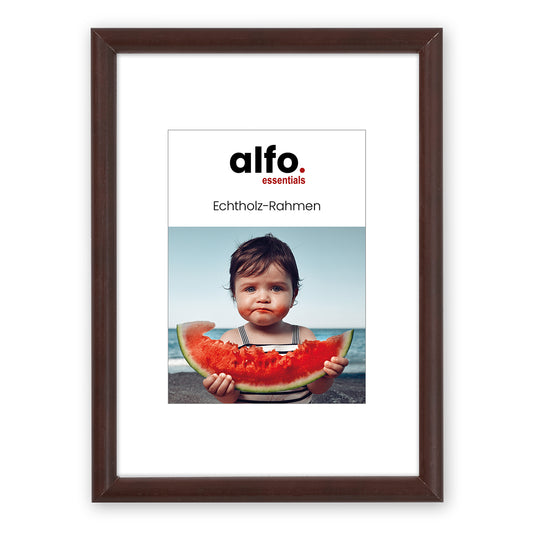 alfo. Rondo 13x18 cm donkerbruin, houten fotolijst