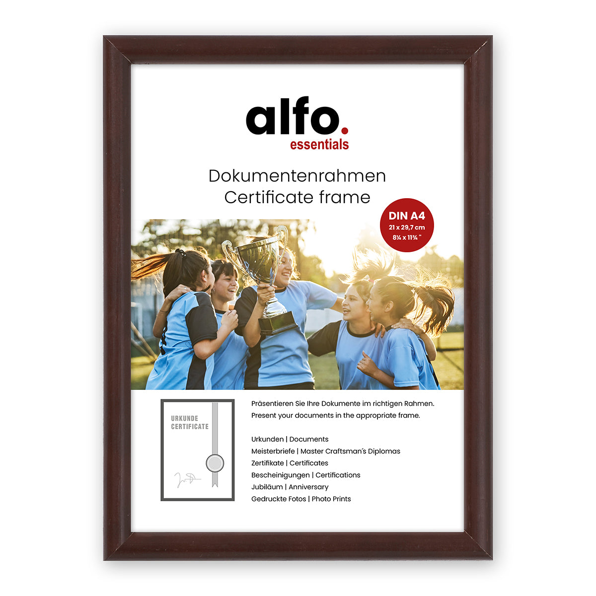 alfo. Rondo A4 donkerbruin, houten fotolijst (21x29,7 cm)