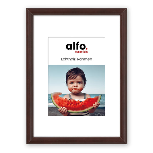 alfo. Rondo 30x45 cm donkerbruin, houten fotolijst