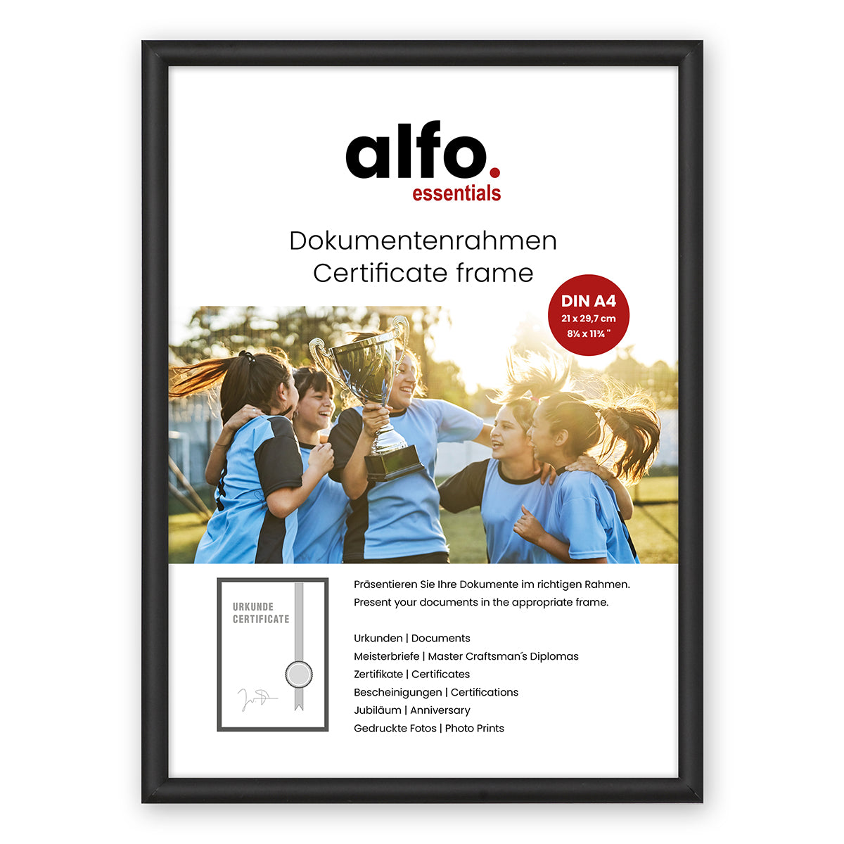 alfo. Tibet A4 zwart-mat, aluminium fotolijst