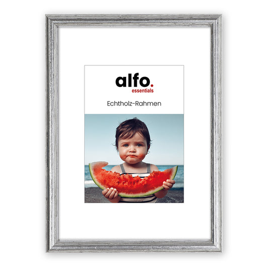 alfo. Rondo 30x40 cm zilver, houten fotolijst