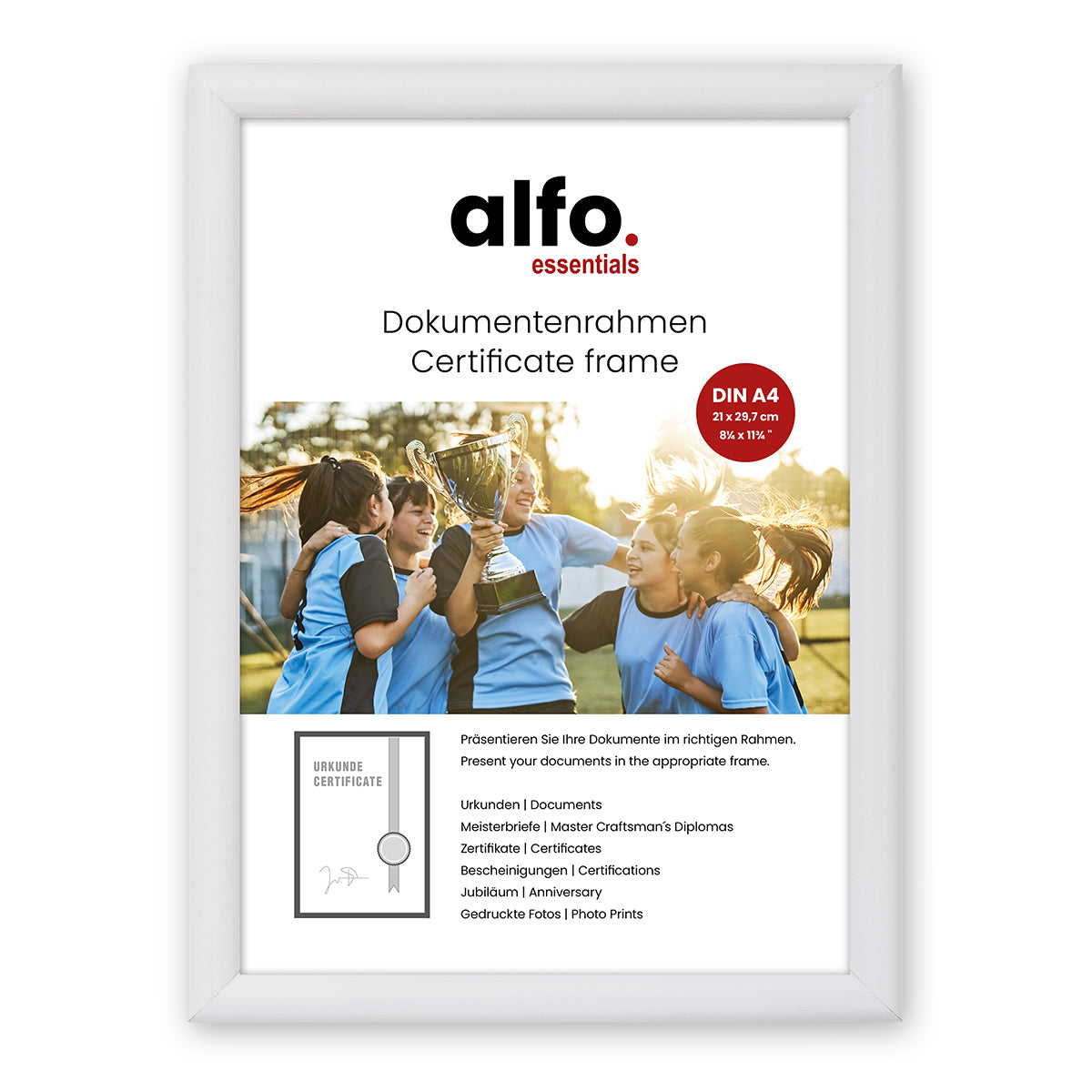 alfo. Rondo A4 wit, houten fotolijst (21x29,7 cm)