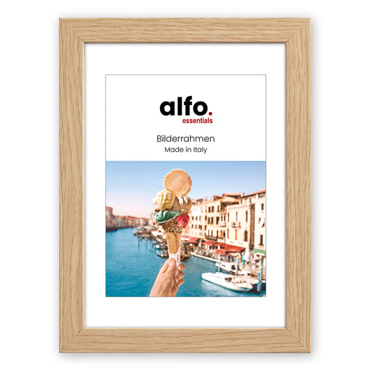 alfo. Andria 20x30 cm eiken, met 13x18cm passe-partout (koelwit), MDF-fotolijst