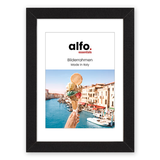 alfo. Andria 40x50cm zwart,met 30x40cm passe-partout (koelwit), MDF-fotolijst