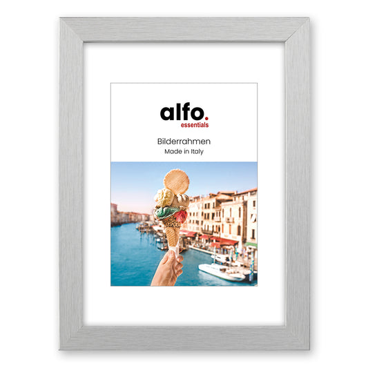 alfo. Andria 30x40 cm zilver, met 20x28/ 20x30 cm passe-partout (warm-wit), MDF-fotolijst