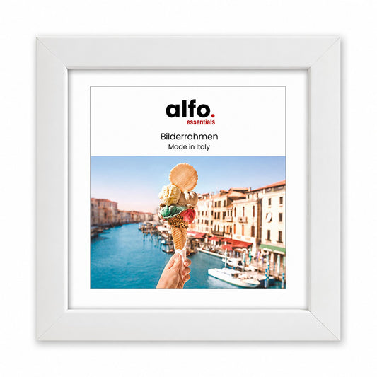 alfo. Amalfi 20x20 cm, wit met passe-partout 13x13 cm, houten fotolijst