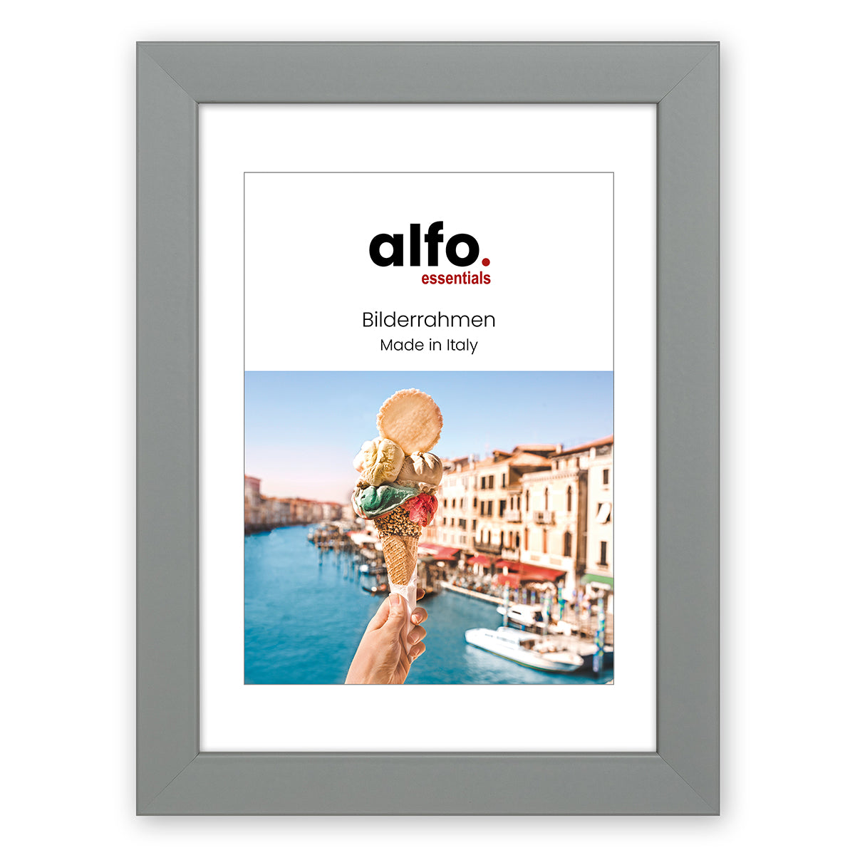alfo. Amalfi 10x15 cm, grijs houten fotolijst