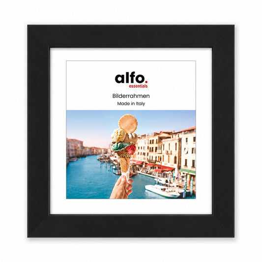 alfo. Amalfi 20x20 cm, zwart met passe-partout 13x13 cm, houten fotolijst