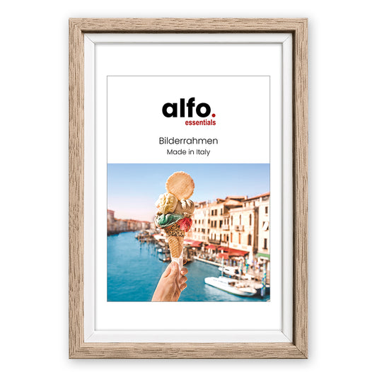 alfo. Neapel 13x18 cm eiken-wit, houten fotolijst