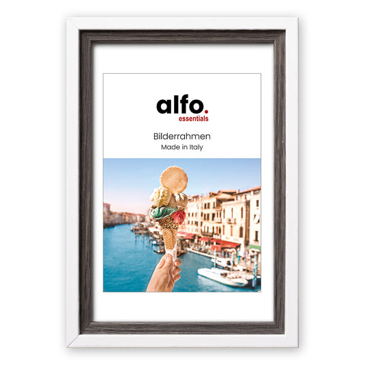 alfo. Neapel 10x15 cm wit-antraciet, houten fotolijst