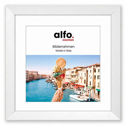 alfo. Nina 30x30 cm wit m. passe-partout 15x15 cm houten fotolijst