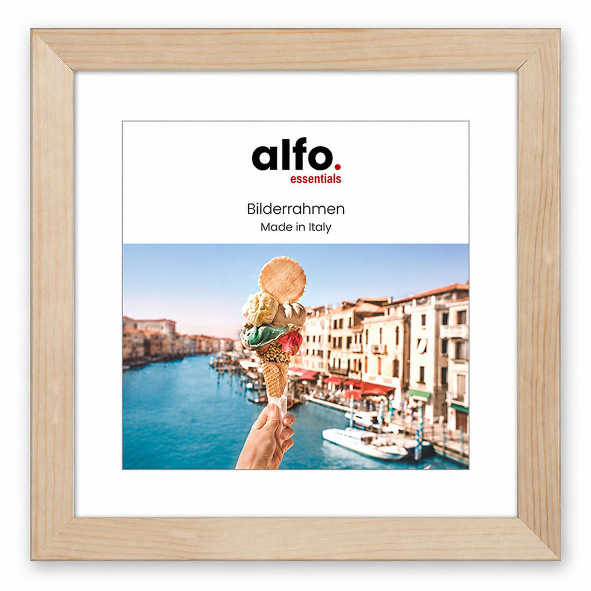 alfo. Nina 20x20 cm naturel m. passe-partout 13x13 cm, houten fotolijst