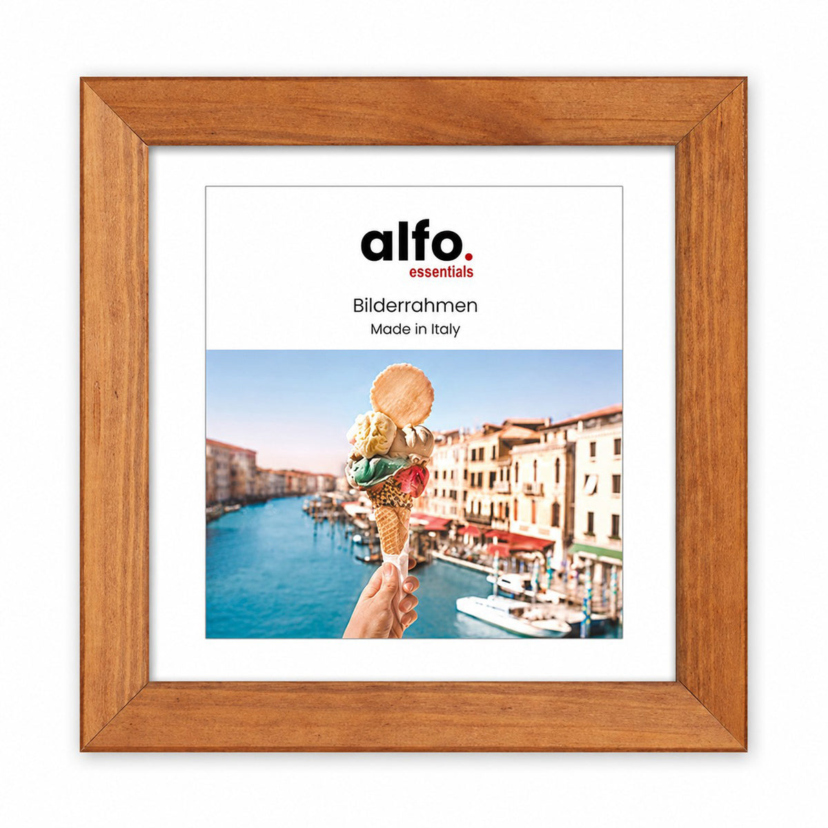 alfo. Nina 30x30 cm bruin m. passe-partout 15x15 cm, houten fotolijst