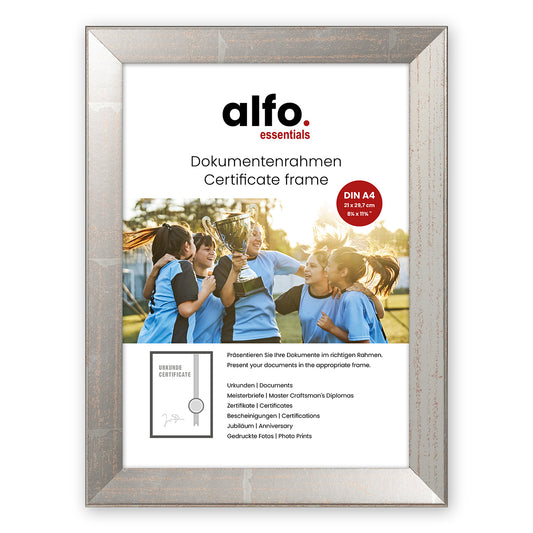 alfo. Nina DIN A4 zilver, houten fotolijst