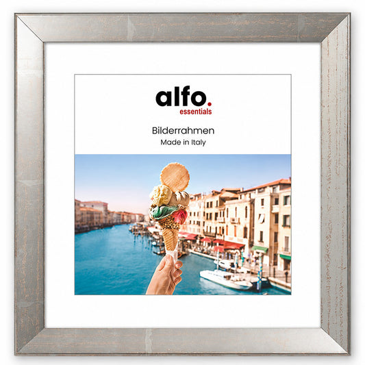 alfo. Nina 30x30 cm zilver m. passe-partout 15x15 cm, houten fotolijst