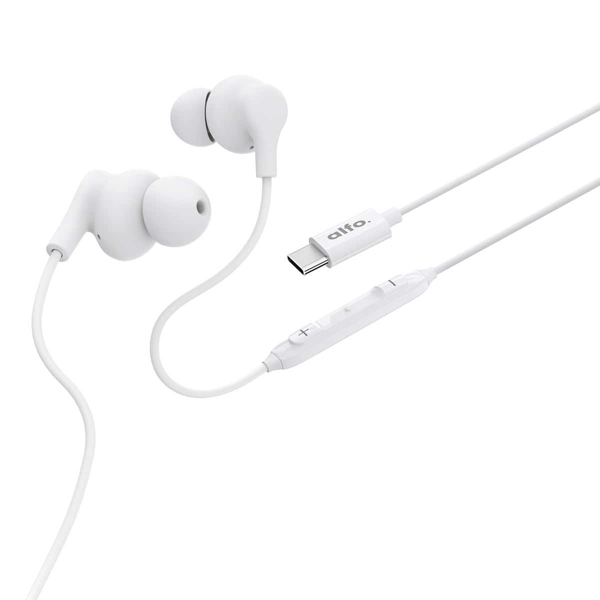 alfo. USB-C-in-ear-oordopjes wit, met microfoon en knikbescherming