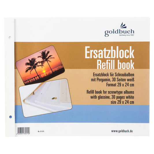 Goldbuch Navulblok 29x24 cm, 30 witte pagina's, voor Schroefalbums