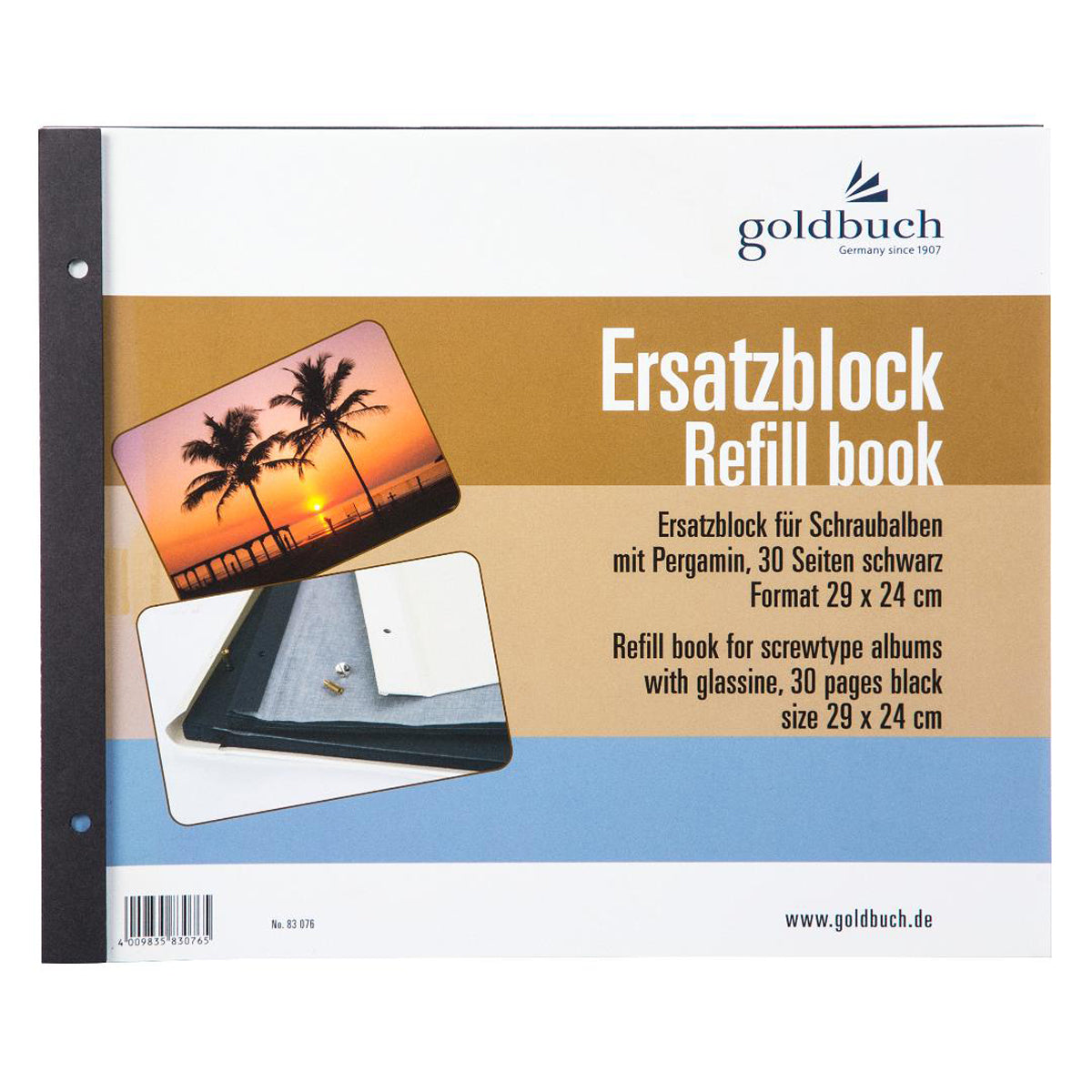 Goldbuch Navulblok 29x24 cm, 30 zwarte pagina's voor Schroefalbums
